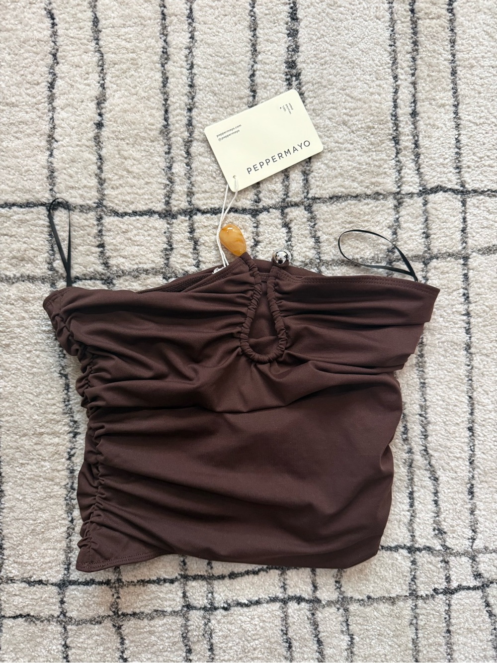 Peppermayo Dark Brown Ruched Strapless Camisole